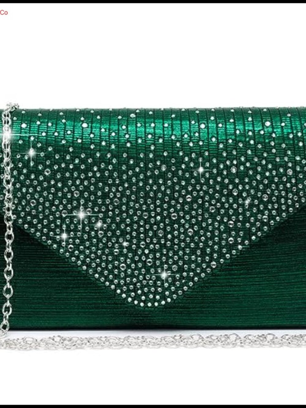 Rhinestone Frosted Satin Evening Clutch Purse with Detachable Chain